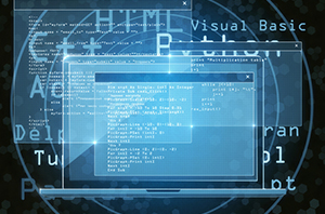 HTML Code on a blue screen