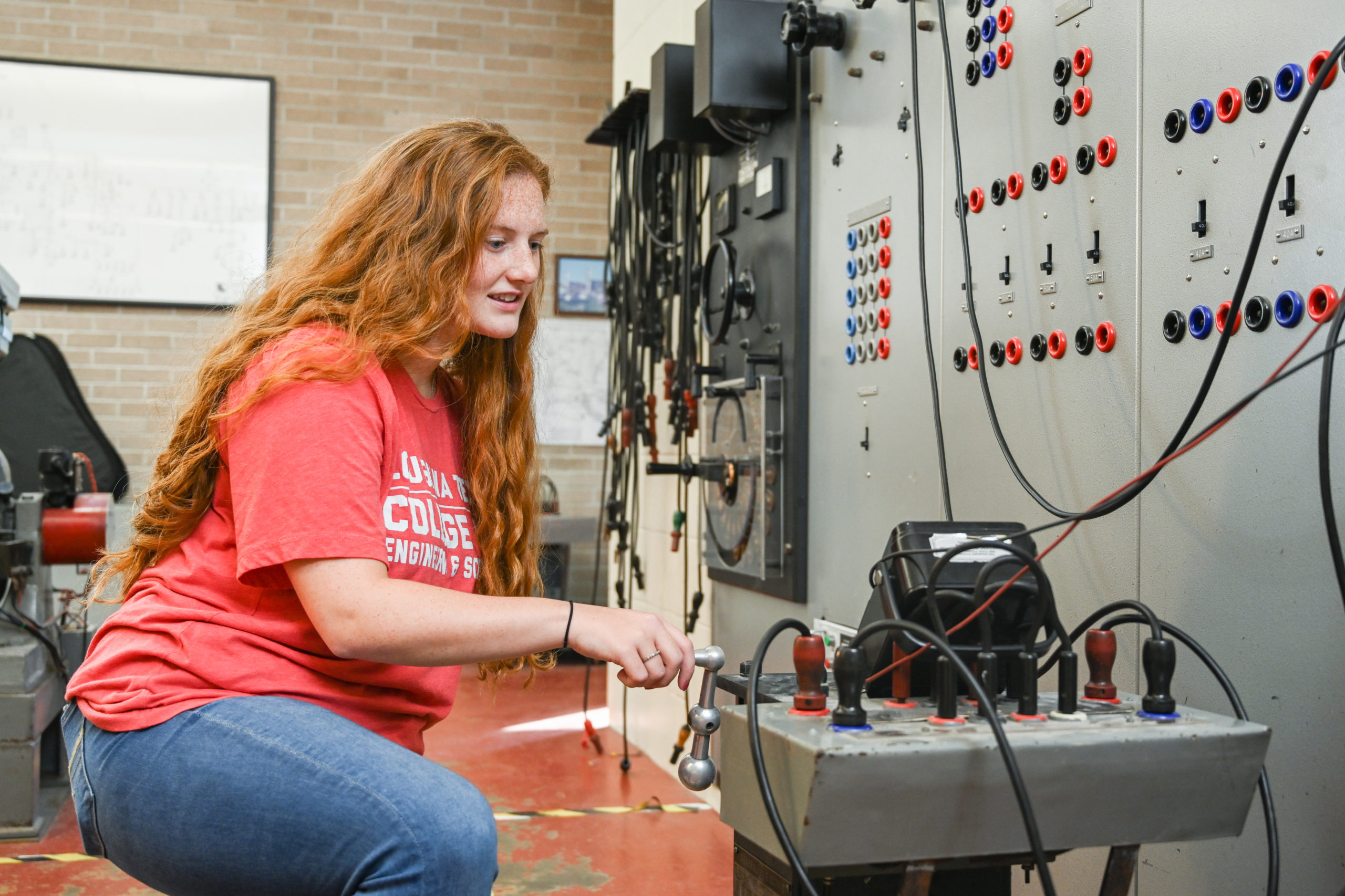 Student working on electrical machine