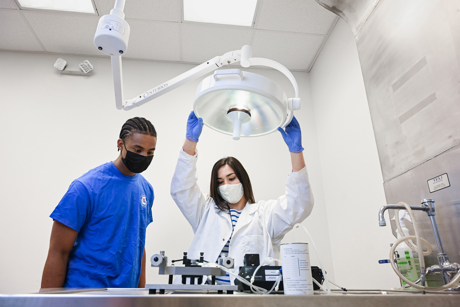 Biomedical Engineering students working in a lab