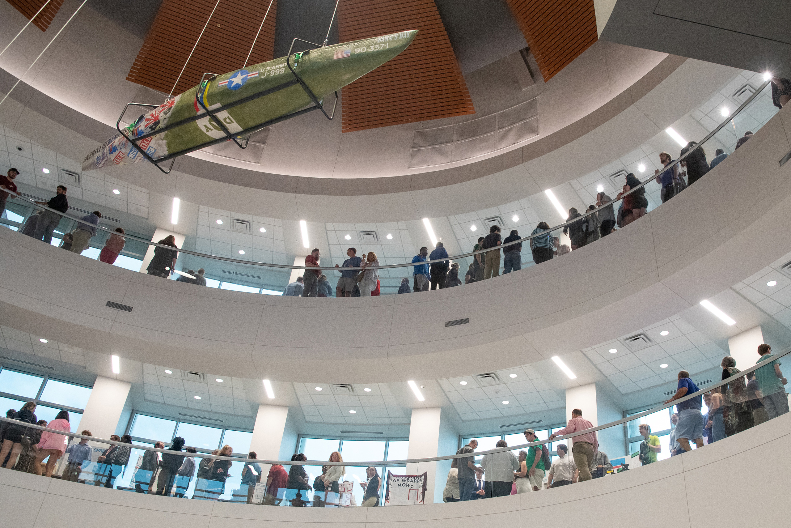 Large crowd in the Integrated Engineering and Science Building