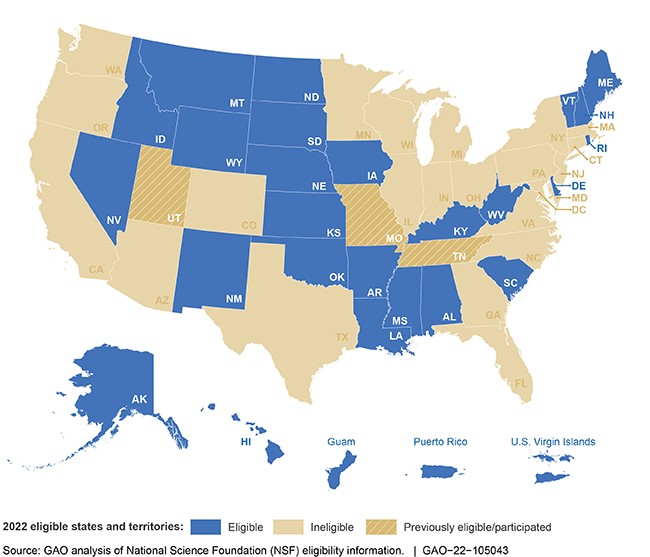 US Map of 2022 NSF Eligibility