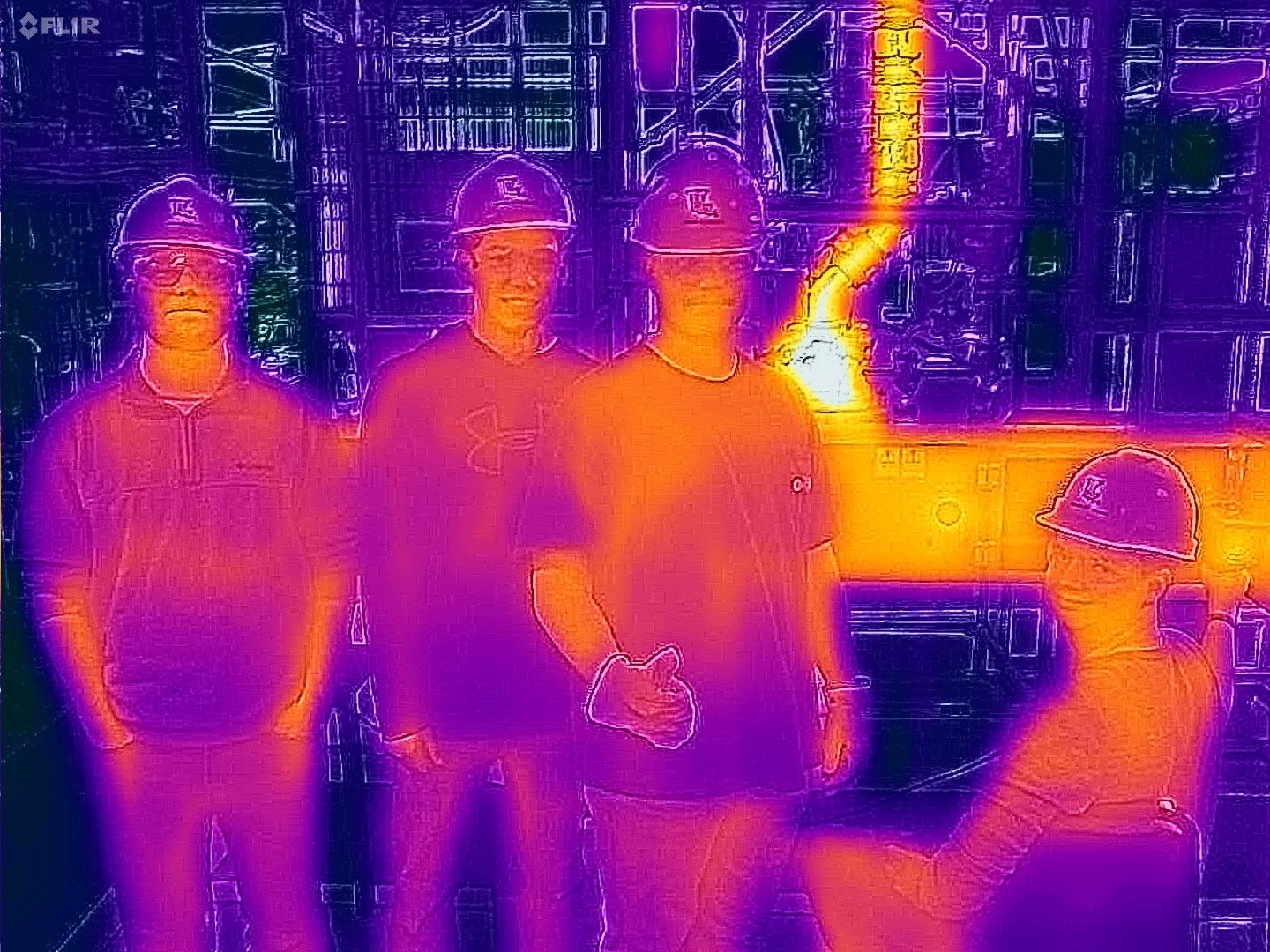 Infrared image of students in the ChemE lab